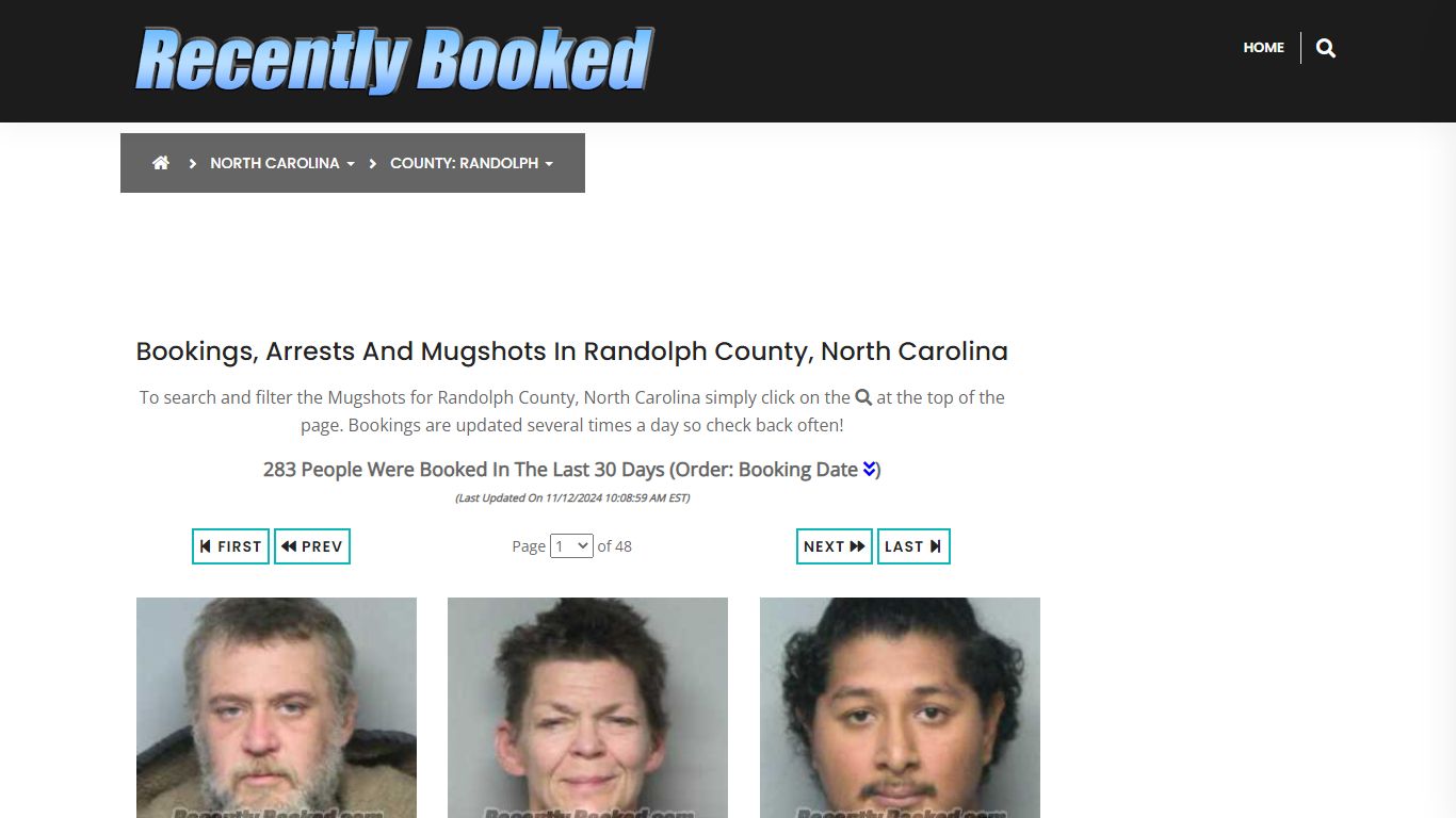 Bookings, Arrests and Mugshots in Randolph County, North Carolina